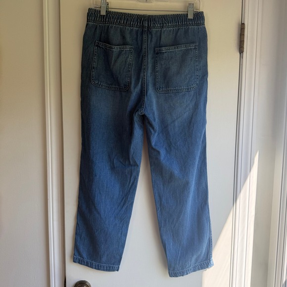 GAP Denim Easy Jean Medium Wash Blue Elastic Waist Drawstring Pants Small - Picture 5 of 8